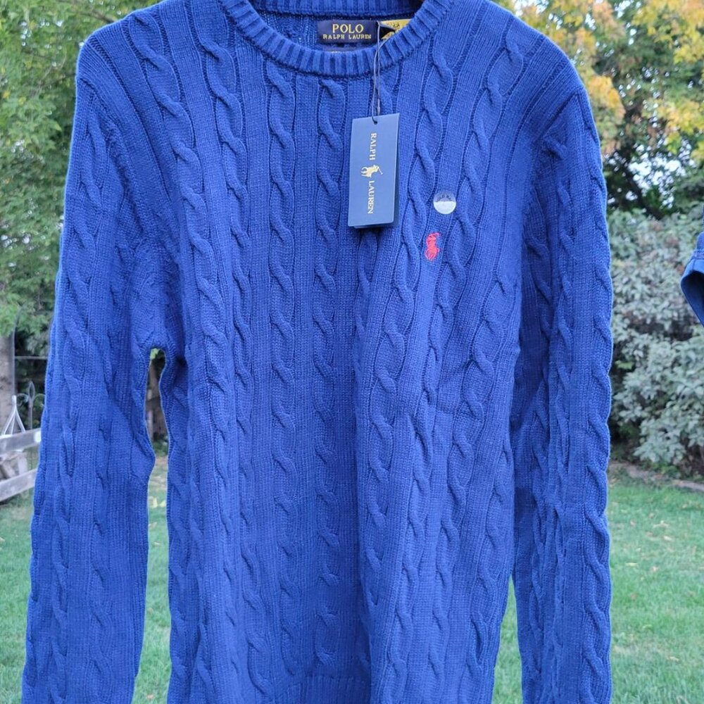 Polo by Ralph Lauren Men's Classic Blue Crewneck Sweater